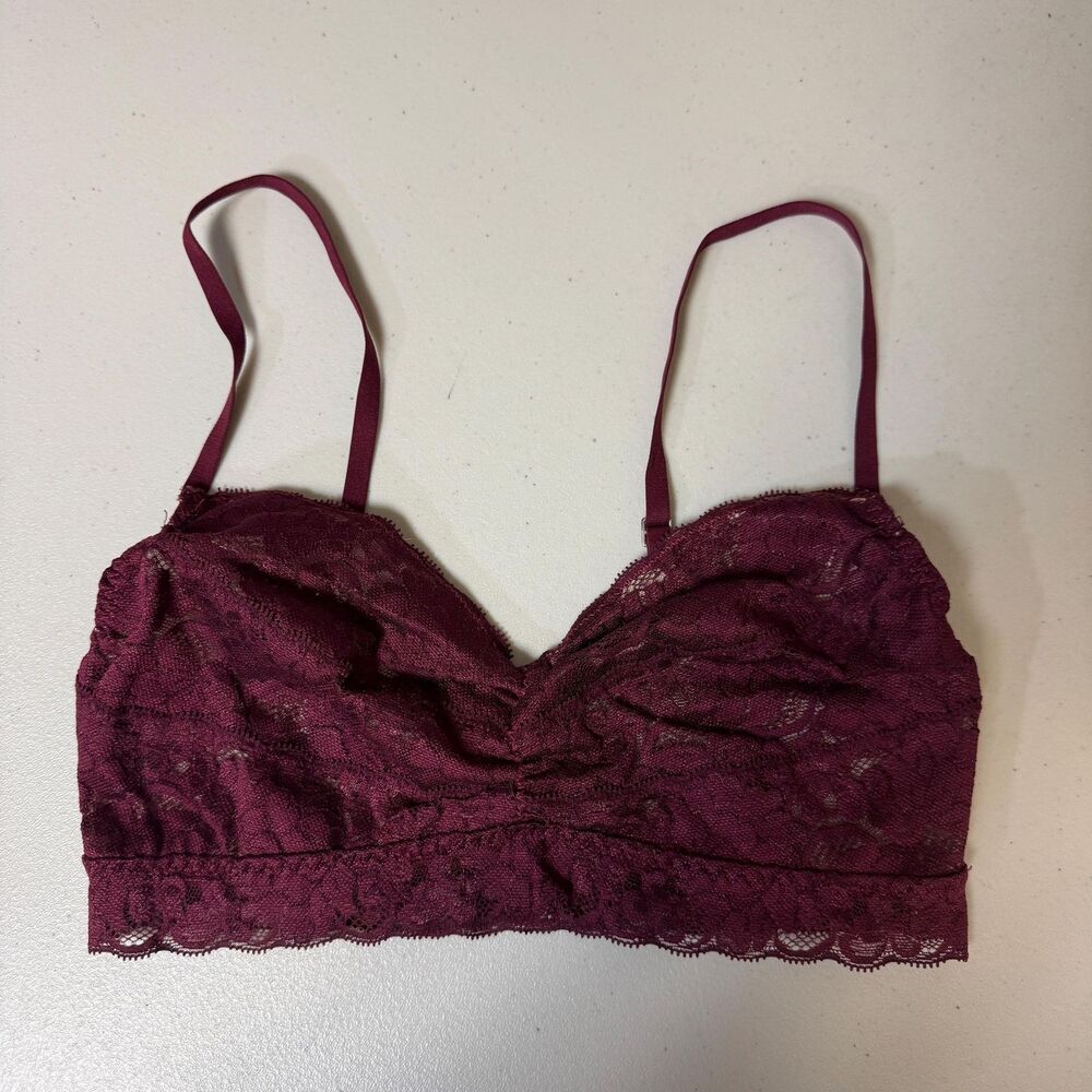 Burgundy Lace Bralette Women's S Delicate Sexy Summer Crop Beach Party Pool BBQ